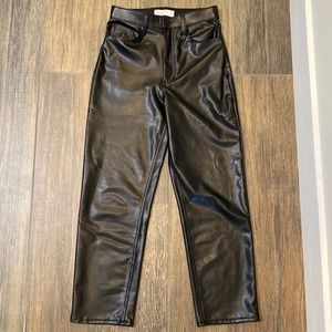 Abercrombie Faux Leather Ultra High Rise Ankle Straight pants